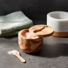 Salt Cellar With Spoon Brown - Threshold™: Wooden Pinch Bowl Set, 3.5" Diameter, 150ml Capacity, Spot Clean