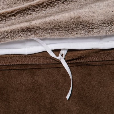 55" X 80" 18lbs Faux Fur Weighted Blanket With Removable Cover Brown - Threshold™: Glass Beads, Microplush, Machine Washable 1 55" X 80" 18lbs Faux Fur Weighted Blanket With Removable Cover Brown - Threshold™: Glass Beads, Microplush, Machine Washable