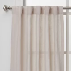 2pk 42"x36" Light Filtering Bonaire Curtain Tiers Beige - Threshold™