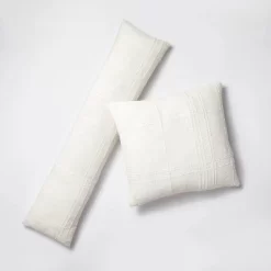 Bed Lumbar Texture Tonal Plaid Decorative Throw Pillow Off White - Threshold™ Designed With Studio McGee: Cotton & Acrylic, Indoor Use -Haven Home Store GUEST 6e4e8694 e45e 4612 bee9 e59cc63cd915