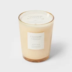 Colored Vase Glass With Dustcover Cashmere Vanilla Candle Ivory - Threshold™ -Haven Home Store GUEST 6f0d73b9 bd54 49cc 9daa 223b1213b6df
