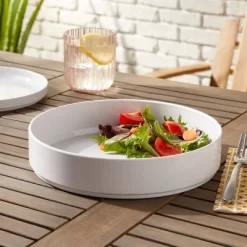 42oz Plastic Dinner Bowl White - Threshold™: Dishwasher & Microwave Safe, Round Shallow Bowl, 9.125" Diameter