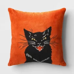 Fierce Cat Applique Cotton Velvet Square Halloween Throw Pillow - Threshold™ -Haven Home Store GUEST 75d286a9 5b9e 4de0 9d76 c71c6fcc15aa