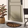 1'6"x2'6" Half Moon Rubber Coir Doormat Black - Threshold™