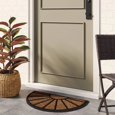 1'6"x2'6" Half Moon Rubber Coir Doormat Black - Threshold™ 1 1'6"x2'6" Half Moon Rubber Coir Doormat Black - Threshold™