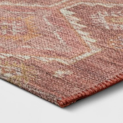 Southbury Washable Printed Diamond Persian Style Rug Rust - Threshold™ 2 Southbury Washable Printed Diamond Persian Style Rug Rust - Threshold™ - Image 2