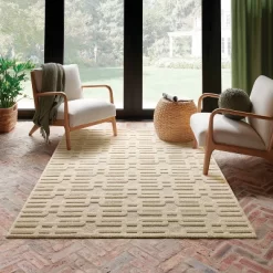 5'x7' High Low Geo Area Rug Ivory - Threshold™