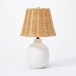 Ceramic Table Lamp With Rattan Shade White - Threshold™ Designed With Studio McGee -Haven Home Store GUEST 84601444 c7ee 424e 90ba b44c3bc125cd