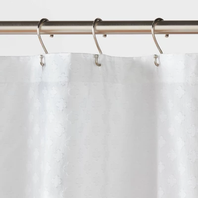 Textured Crochet Trim Shower Curtain White - Threshold™ 2 Textured Crochet Trim Shower Curtain White - Threshold™ - Image 2