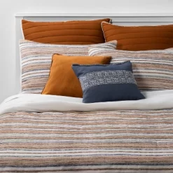 8pc Woven Stripe Comforter Bedding Set Blue/Orange/Off White - Threshold™ -Haven Home Store GUEST 876fc230 7cf5 4589 b2d9 820bcdb612cb