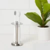 Brushed Stainless Steel Toothbrush Holder - Threshold™: Elegant Bathroom Accessory, Metal Stand For Oral Hygiene