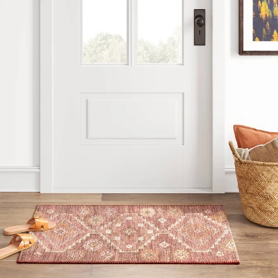 Southbury Washable Printed Diamond Persian Style Rug Rust - Threshold™ 1 Southbury Washable Printed Diamond Persian Style Rug Rust - Threshold™
