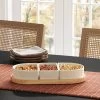 4pc Ceramic Sectioned Serving Bowl Set - Threshold™: Set Of Dip Bowls, Serveware, Rubberwood Tray, Hand Wash