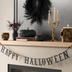 Large Ceramic Halloween Pumpkin With Gold Stem - Threshold™