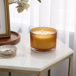 "3-Wick Ribbed Glass Candle 13oz - Threshold™