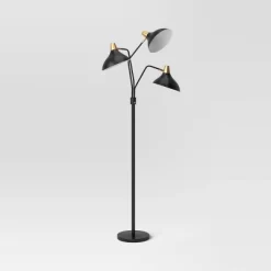 70"x36" 3-Head Floor Lamp Black - Threshold™: Adjustable, ETL Listed, Metal Shades, No Tools Assembly