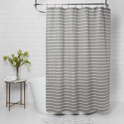 Stripe Shower Curtain Radiant Gray - Threshold™ 1 Stripe Shower Curtain Radiant Gray - Threshold™