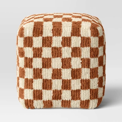 Checkerboard Pouf Mustard/Cream - Threshold™ 2 Checkerboard Pouf Mustard/Cream - Threshold™ - Image 2