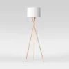 59"x18.5" Modern Tripod Floor Lamp Natural - Threshold™: Linen Shade, Metal Body, ETL Listed, 3-Way Switch