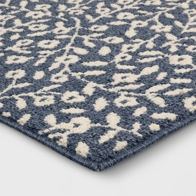 28"x84" Botanical Washable Runner Rug Indigo - Threshold™ 2 28"x84" Botanical Washable Runner Rug Indigo - Threshold™ - Image 2