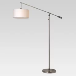 Cantilever Floor Lamp Nickel (Includes LED Light Bulb) - Threshold™: Adjustable, Swing Arm, ETL Listed