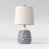17.5"x9" Assembled Ceramic Table Lamp Blue - Threshold™: Bud-Shaped Base, Off-White Drum Shade, UL Listed