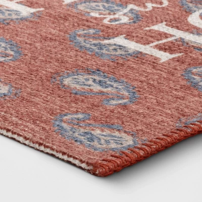 1'8"x2'10" Washable 'Home Sweet Home' Paisley Accent Rug Red - Threshold™ 2 1'8"x2'10" Washable 'Home Sweet Home' Paisley Accent Rug Red - Threshold™ - Image 2