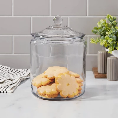 138oz Glass Jar And Lid - Threshold™: Clear Glass Container, Cookie & Candy Storage, Hand Wash, 9.54" Height 1 138oz Glass Jar And Lid - Threshold™: Clear Glass Container, Cookie & Candy Storage, Hand Wash, 9.54" Height