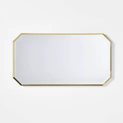 16"x30" Geometric Aluminum Metal Wall Mirror Brass - Threshold™ Designed With Studio McGee: Octagonal, No Assembly, Wall Mount