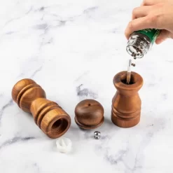 2pc Acacia Turned Salt Shaker And Pepper Grinder Set - Threshold™: Brown Spice Mills, 5.43" Height, 61 Volume Capacity -Haven Home Store GUEST b14a63be 5cd5 42e1 884c 76c780d56c09