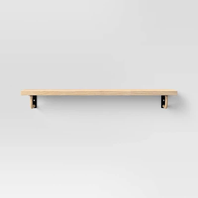 24" X 6" Woodgrain Shelf With Wrapped Rattan Bracket Brown - Threshold™ 2 24" X 6" Woodgrain Shelf With Wrapped Rattan Bracket Brown - Threshold™ - Image 2