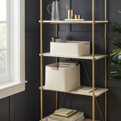 Faux Leather Folio Bin With Metal Handles Ivory - Threshold™: Decorative Storage Basket, Rectangle, Spot Clean 1 Faux Leather Folio Bin With Metal Handles Ivory - Threshold™: Decorative Storage Basket, Rectangle, Spot Clean