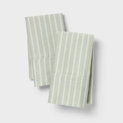 400 Thread Count Performance Pillowcase Green Stripe - Threshold™ 3 400 Thread Count Performance Pillowcase Green Stripe - Threshold™ - Image 3