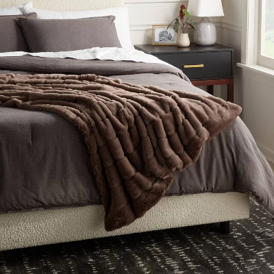 55"x80" Faux Fur Ribbed Bed Throw - Threshold™ 1 55"x80" Faux Fur Ribbed Bed Throw - Threshold™