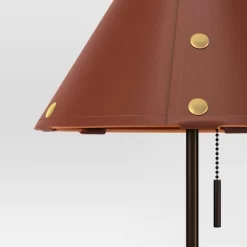 Table Lamp With Leather Shade Brown - Threshold™: Metal Base, Cone Shape, No Assembly, SGS Certified, 20" Height -Haven Home Store GUEST c21d548e 4dc3 470a 8da6 4d055d364995