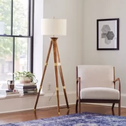 60"x16" Tripod Floor Lamp Oak Tone Wooden Finish - Threshold™: Elegant Standing Lighting, 3-Way Switch, UL Listed -Haven Home Store GUEST c2f8f53a ec73 4620 85f4 88ec9ed0366f 1