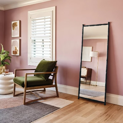 25"x65" Decorative Forged Metal Floor Mirror Black - Threshold™ 1 25"x65" Decorative Forged Metal Floor Mirror Black - Threshold™