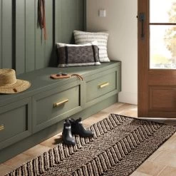 2'4"x7' Handloom Chevron Runner Rug Black - Threshold™: Jute & Cotton, Indoor, Abstract Pattern, OEKO-TEX Certified