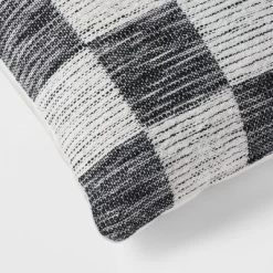 18"x18" Modern Woven Checkerboard Square Decorative Pillow Black - Threshold™: Cotton Fabric, Indoor Paisley & Floral Design -Haven Home Store GUEST cae60e0c 6252 4308 8c11 b7e7f3344349