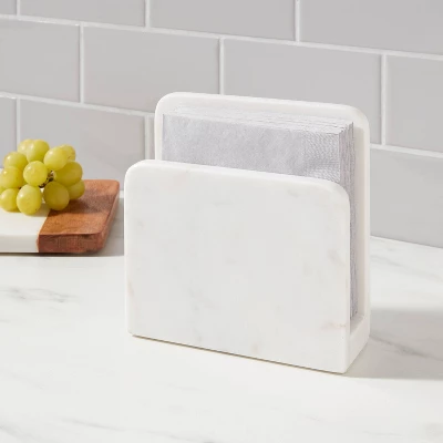 Marble Napkin Holder Off-White - Threshold™: Tabletop Kitchen Holder, Spot Clean, 6"x2", 3.96 Lbs 1 Marble Napkin Holder Off-White - Threshold™: Tabletop Kitchen Holder, Spot Clean, 6"x2", 3.96 Lbs