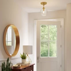 Geneva Collection Glass Semi Flush Mount Ceiling Globe Brass - Threshold™