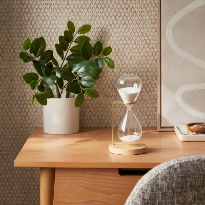Decorative Hourglass With Rubber Wood Stand Natural Wood - Threshold™: Indoor Sand Timer Decorative Object 1 Decorative Hourglass With Rubber Wood Stand Natural Wood - Threshold™: Indoor Sand Timer Decorative Object