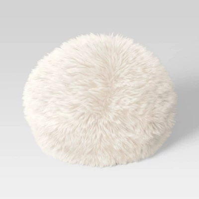 Long Faux Fur Round Throw Pillow - Threshold™ 5 Long Faux Fur Round Throw Pillow - Threshold™ - Image 5