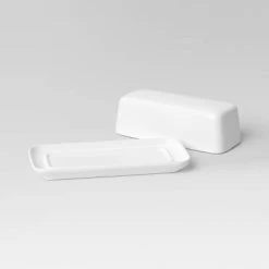 2pc Porcelain Butter Dish White - Threshold™: Butter Holder, Microwave & Dishwasher Safe, 4 Volume Capacity -Haven Home Store GUEST d98e34a2 b180 4fb7 965c 9606bff68562