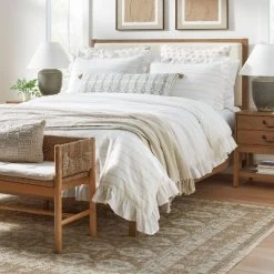 Yarn Dye Stripe With Ruffle Duvet Cover & Sham Set White/Khaki - Threshold™ With Studio McGee -Haven Home Store GUEST d9f3ef17 bb74 4a71 aa75 81d605cb2f38