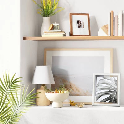 10.95" X 8.94" Matted To 4" X 4" Mid Tone Wood Single Image Frame Brown - Threshold™ 1 10.95" X 8.94" Matted To 4" X 4" Mid Tone Wood Single Image Frame Brown - Threshold™