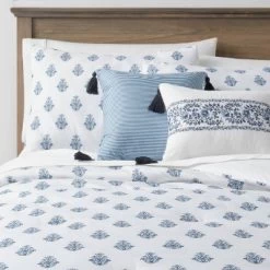 5pc Block Print With Border Comforter Bedding Set White/Blue - Threshold™ -Haven Home Store GUEST ddc8a001 aa3a 4790 aed4 861077adb88d