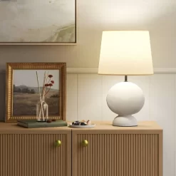 Ceramic Geo Table Lamp With Tapered Shade Off-White (Includes LED Light Bulb) - Threshold™ -Haven Home Store GUEST e08463a0 02c6 4949 9d1f 8f538887d19c