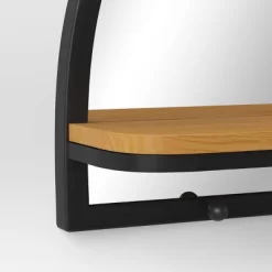 24"x15" Arch Wall Mirror With Shelf And Pegs Brown/Black - Threshold™: Modern Style, Horizontal Orientation, Includes Mounting Hardware 5 24"x15" Arch Wall Mirror With Shelf And Pegs Brown/Black - Threshold™: Modern Style, Horizontal Orientation, Includes Mounting Hardware -Haven Home Store GUEST e231dd8f beeb 45b4 8ced 6ab340f72156