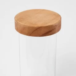 4fl Oz Glass Round Spice Jar With Wood Lid - Threshold™: Traditional Clear Condiment Server, Hand Wash -Haven Home Store GUEST e3313724 1b8f 45d2 bb9c 35d3fa9eb4c6